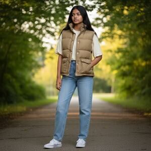 J. Crew Womens Puffer Vest Size Small Beige Quilted Utility Lined Comfort Winter